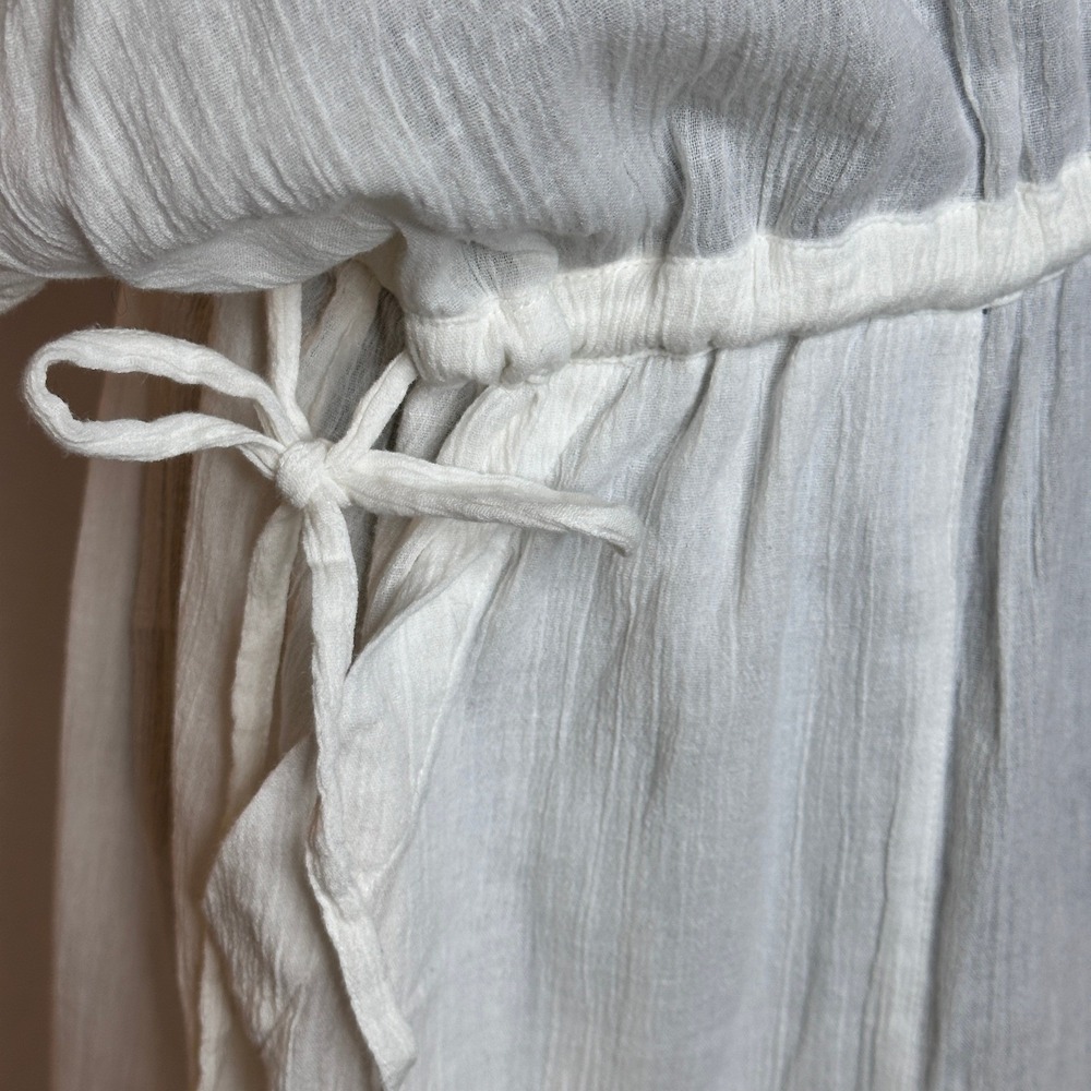 RAG & BONE Sheer White Gauze Caftan Midi Dress Cover Up Beach Kaftan Medium - Picture 10 of 10
